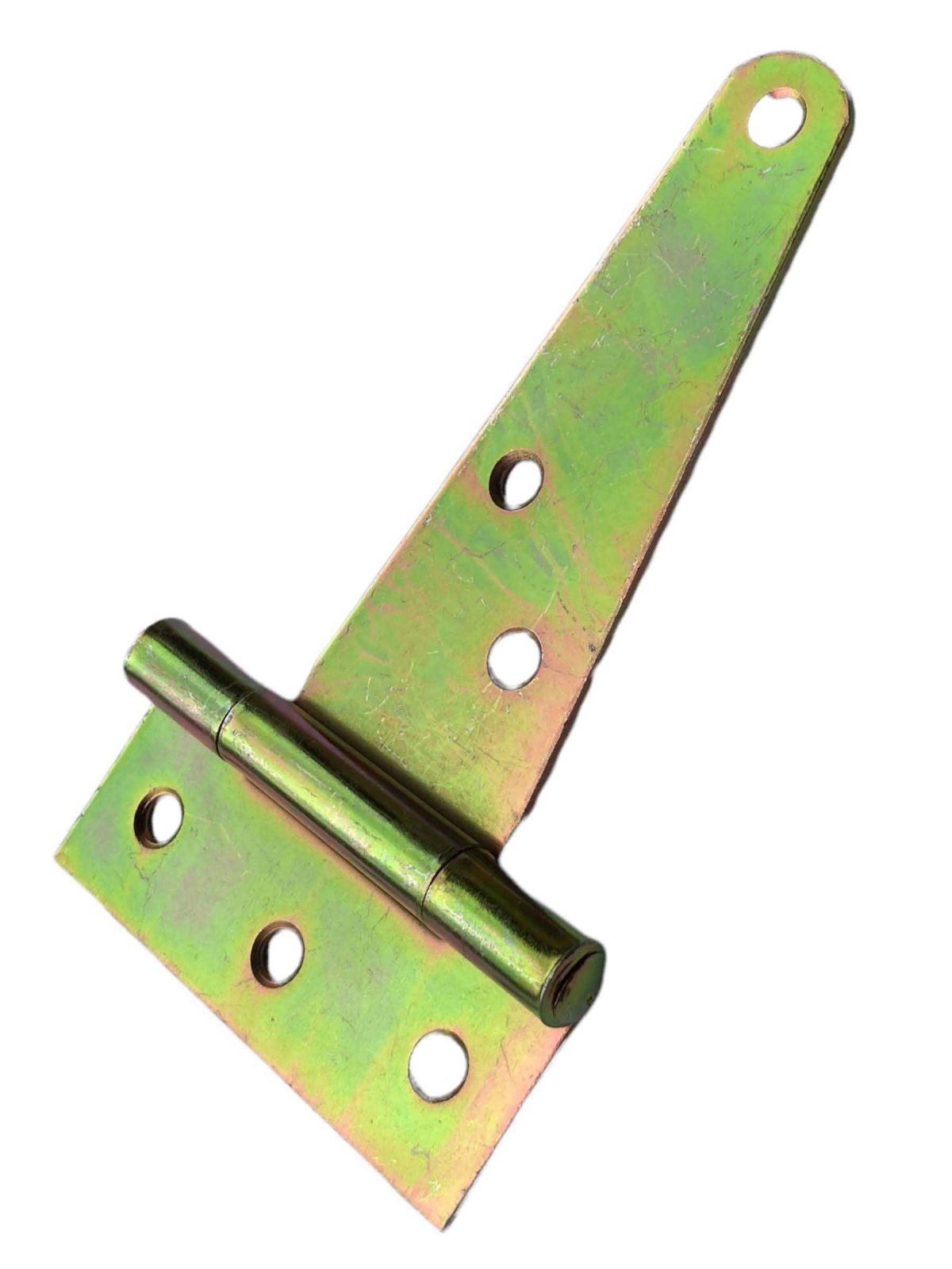 Závěs - pant ocelový na dřevěné vrata - typ T, 130x26x80mm, Zn. žlutý