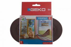 GEKO - Samolepící těsnění do oken EPDM guma E-profil 9x4mm/6m - hnědé