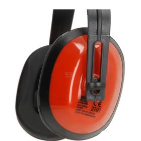 Oranžové chrániče sluchu s nastavitelným náhlavním pásem a CE certifikací, útlum 27,6 dB